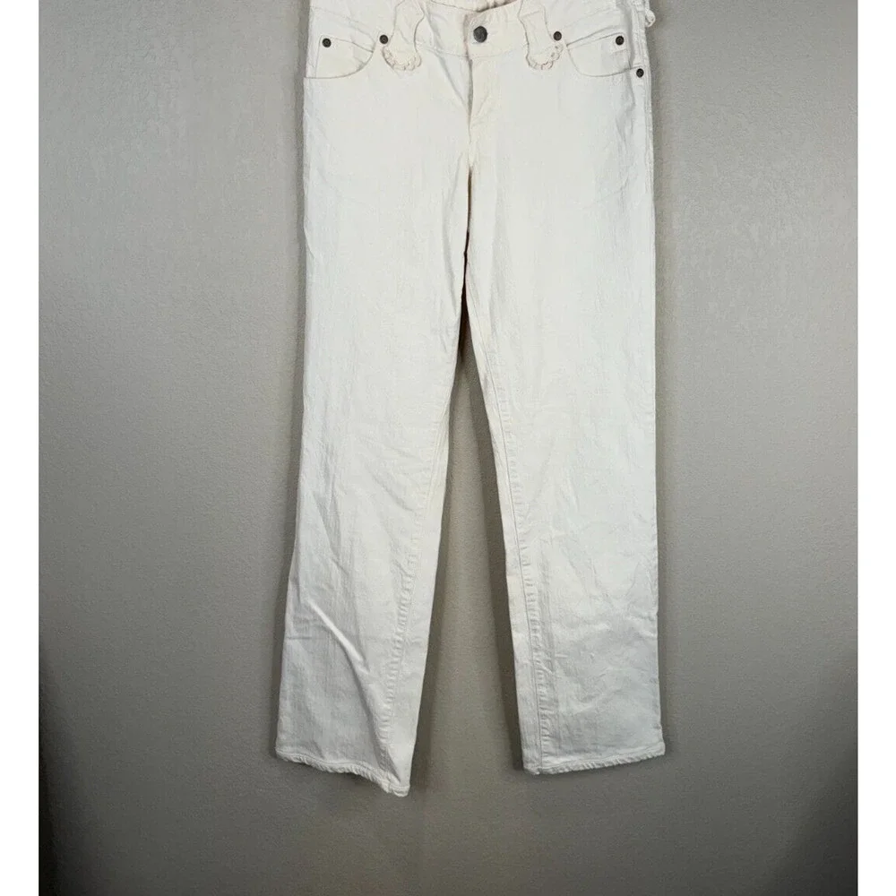 Zac Posen Womens‎ Straight Leg Jeans Size 6 Ivory Mid Rise Denim 6 Pockets